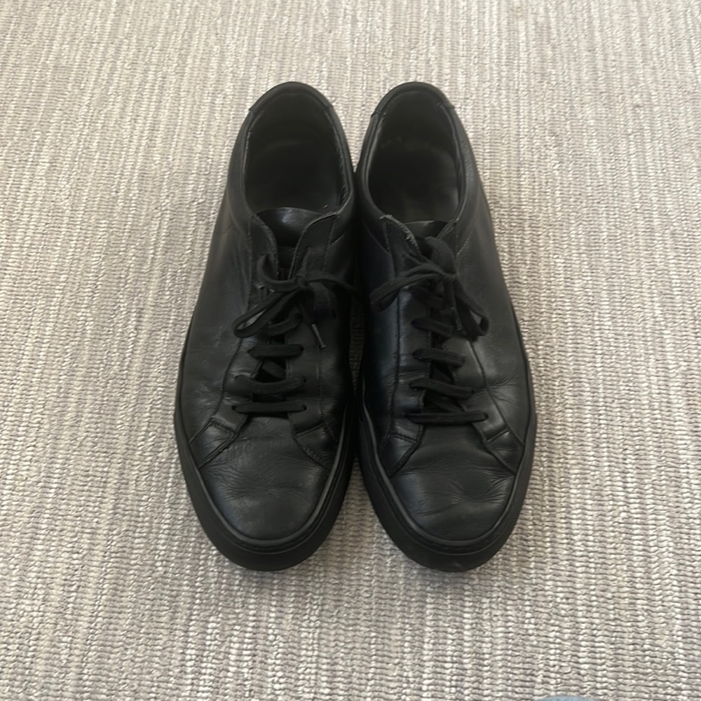 Men's black leather Common Projects sneaker